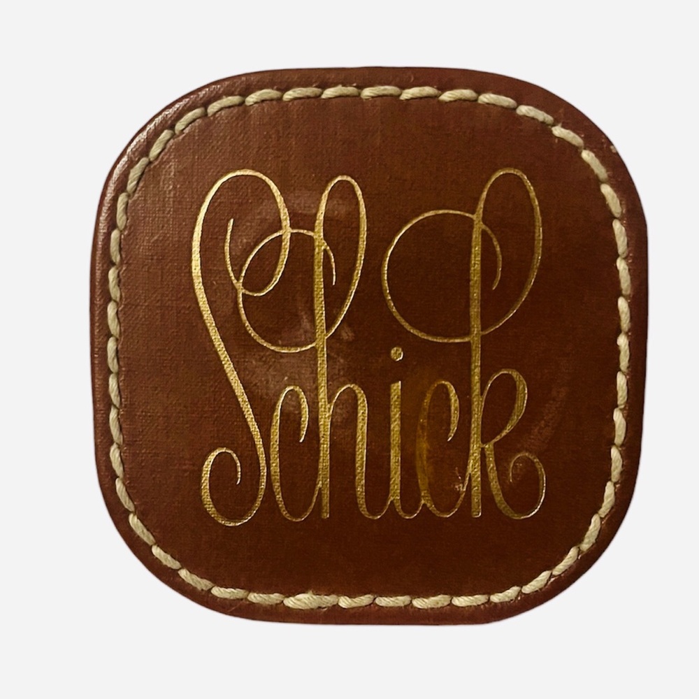 VINTAGE 1950 SCHICK 20 Anniversary Razor Leather Snap CASE ONLY Gold Lettering